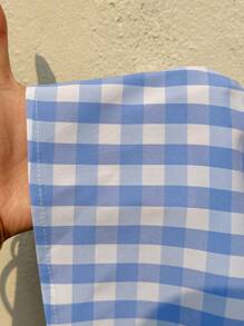 Sunnyshic Set elegante da donna composto da una camicetta allacciata a quadri e una gonna ampia
