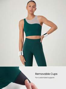 GLOWMODE Top sin mangas con recortes y espalda de malla Powersculpt™, de alto impacto, para entrenamiento, correr y gimnasio, con copas desmontables