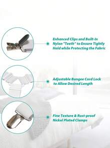 4pcs/Set Adjustable Bed Sheet Fasteners, Adjustable Triangle Elastic Suspenders ,Gripper Holder Straps Clip For Bed Sheets,Mattress Covers, Sofa Cushion,Sofa Cover Sheet Buckle, Quilt Clips, Metal Clamps - White - View 6