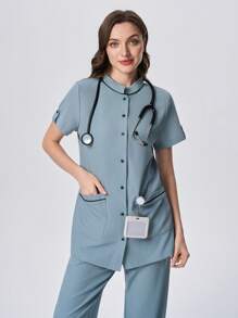 Scrubzie 2 pezzi set uniforme da donna con camicia e pantaloni scrub