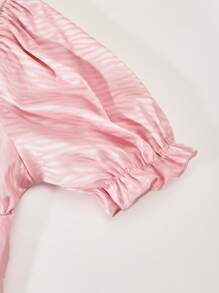 SHEIN Explorewe Spring/Summer Teen Girls ME Casual Street Patchwork Decorative Collar Short Sleeve Slim Fit Mini Dress, Suitable For Daily, Commute, Street Style, Gatherings With Friends - Pink - View 7