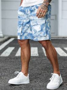 Manfinity Homme Men's Multicolor Denim Cargo Shorts: Zippered Design Short Length For Casual Summer Style - Multicolor - View 4