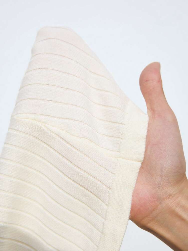 SHEIN Maija Women Elegant Ruffle Trim Round Neck Long Sleeve A-Line Sweater Dress