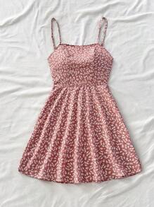 Soleia WYWH Vacation Spring Break Ditsy Floral Tie Backless Cami Pink Mini Dress,Summer Dresses For Women,Pastel Dresses For Women - Baby Pink - View 4