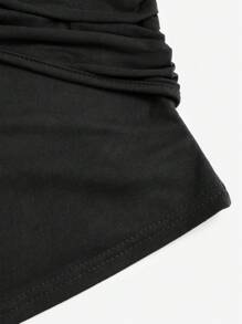 Sweetra Women Solid Color Ruched Criss-Cross Halter Neck Top Y2K - Black - View 4