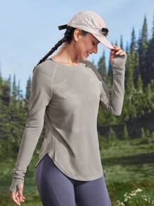 In My Nature In My Nature Women's Purple Breathable Mesh Splice Yoga, Pilates, Workout, Running Training T-Shirt With Thumbholes, Sports Outdoor Summer Top Hiking Women Clothes