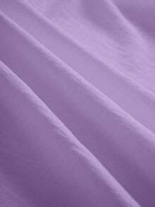 Omancia 褶皱长款纽扣落肩女式衬衫 - 紫色 - 查看 5