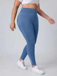Flexra Quần Jeans Denim Co Giãn Lưng Cao Skinny Co Giãn Thường Ngày Đa Năng Cho Nữ Cỡ Lớn - Rửa nhẹ - Xem 5