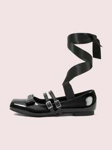 CUCCOO DOLLMOD Women's Solid Color Simple Fashion Casual Flats For Daily Wear - Black - View 2