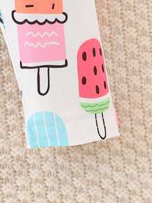 Baby Girls Can Wear Cute, Fun, Refreshing Ice Cream Striped Printed Pants In Spring And Summer. Three Pieces Set - Multicolor - View 4