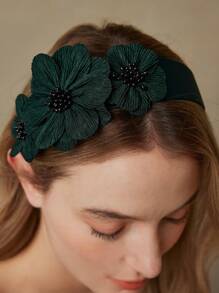 MOTF PREMIUM Diadema de ala ancha con diseño de flores, vincha de pelo versátil