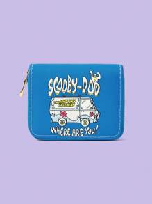 SCOOBY-DOO X SHEIN 1pc Fashionable Letter & Bus Design Small Wallet - Multicolor - View 1