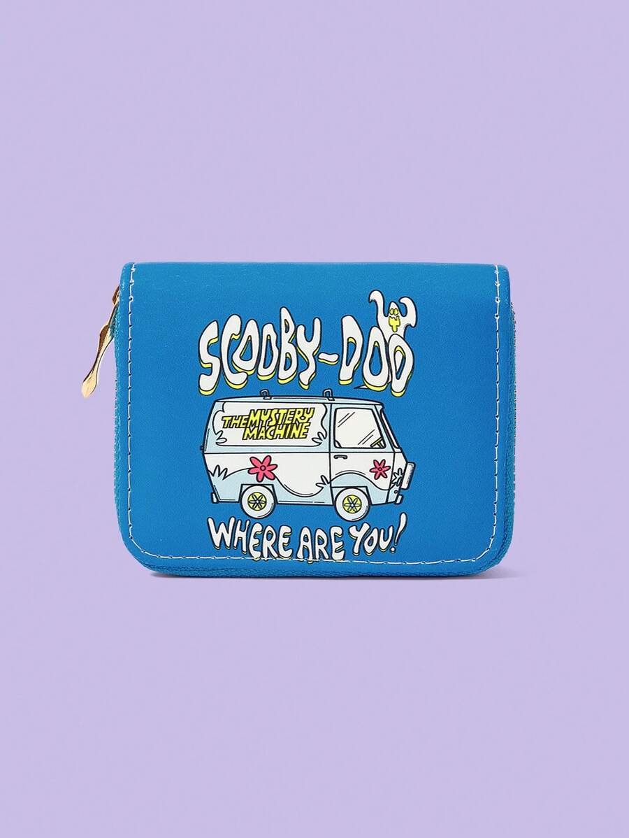 SCOOBY-DOO X SHEIN 1pc Fashionable Letter & Bus Design Small Wallet - Multicolor - View 1