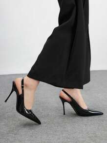 CUCCOO BIZCHIC Eleganckie, minimalistyczne, jednokolorowe buty damskie z odkrytymi plecami i wysokim obcasem