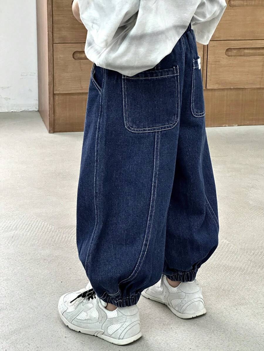 DAZY Young Boy Fashion Denim Long Pants, Suitable For Spring & Summer - Medium Wash - View 1