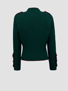 INAWLY Chaqueta de manga larga con contraste de color para mujer, adecuada para primavera y otoño - Verde - Ver 2