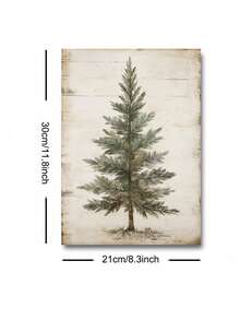 1 件无框冷杉树圣诞节复古艺术海报复古乡村圣诞节云杉树绘画帆布印刷农舍极简主义墙壁画适用于宿舍、客厅、卧室、公寓、现代家居装饰 - 彩色 - 查看 5