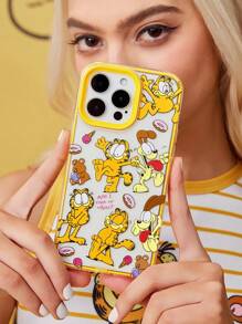 GARFIELD | SHEIN 可爱猫狗图案可拆卸手机壳，适用于 11 - 17 Pro Max，礼物 - 黃色 - 查看 2