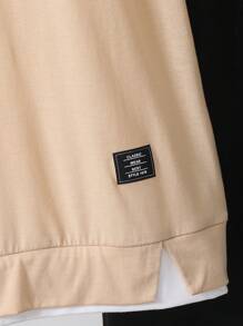 SHEIN 2pcs Set Teen Boys 2 In 1 T Shirt Black Jogging Pants Affordable Two Pieces Teen Boy Spring Boys Spring Teen Boy Clothing Matchable Black Shirt Valentine's Day Shirt Boys Early Spring Shirt Tops Cute Sweaters Suitable For Commuting To School Everyday Casual College Traveling Suitable For Sports Suitable For Spring, Summer And All Seasons Season, Fleece, Thickened - Khaki - View 7