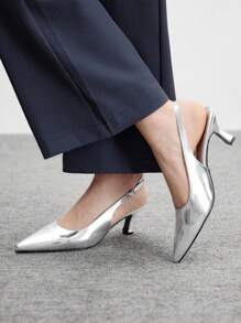 CUCCOO BIZCHIC 女士性感露背银色细高跟鞋 - 銀色 - 查看 4
