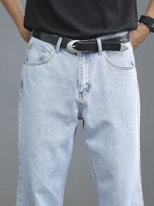 Claim Dot Men's Retro Light Wash Denim Flare Jeans: Stylish Zipper Fly Long Jeans For A Vibe - Light Wash - View 5