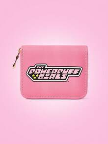 THE POWERPUFF GIRLS X SHEIN 1pc Fashionable Cute Star & Blossom, Bubbles, Buttercup Pattern Small Wallet, Pink Purse - Multicolor - View 2
