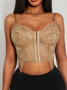 SHEIN SXY Top corto fashion e sexy con spalline in pizzo, schiena scoperta, incrocio di cinturini, camisole asimmetrica sexy