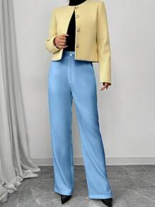 Chiquease Pantalones blancos ajustados para mujer, ropa casual para ir a la oficina, otoño/invierno - Azul - Ver 3