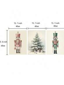 Nutcrackers Set Of 3 Christmas Prints Canvas Poster Holiday Wall Decor Vintage Xmas Printable Christmas Decorations Unframed