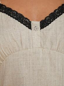 COSMINA Women's Lace Patchwork Cami White Top - Apricot - View 6