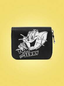 TOM & JERRY X SHEIN 1 pieza Billetera pequeña con diseño blanco y negro de ratón y gato de moda y linda - Multicolor - Ver 5