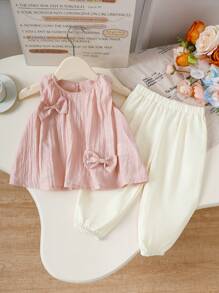 SHEIN Girls Summer Outfit New Fashion Style Baby Sleeveless Top + Thin Shorts 2pcs Sets - Pink - View 8