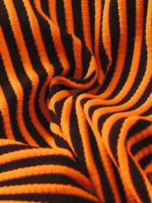 SHEIN Swim Striped Special Fabric Crisscross Front One-Piece Swimsuit For Summer Beach Vacation - Multicolor - View 6