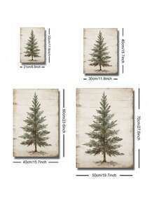 1 件无框冷杉树圣诞节复古艺术海报复古乡村圣诞节云杉树绘画帆布印刷农舍极简主义墙壁画适用于宿舍、客厅、卧室、公寓、现代家居装饰 - 彩色 - 查看 4