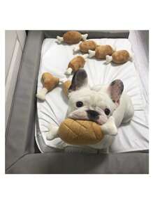 1pc Small Dog Bite Resistant Chicken Leg Shaped Plush Toy, Sound Making Dog Toy, Amusing Cat Toy, Self-Entertainment Pet Toy