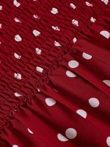 Sweetra 大码复古浪漫可爱蝴蝶结吊带长裙 - 紅色 - 查看 5