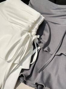 SHEIN EZwear Bộ 3 váy thể thao chữ A cạp chun tối giản, thường ngày dành cho nữ, váy dạ hội, váy dạo phố, váy câu lạc bộ gợi cảm dành cho nữ, thích hợp để đi chơi - Nhiều màu - Xem 4