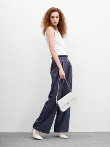 CUCCOO BIZCHIC 女式尖头细高跟鞋白色镜面 PU 皮革浅口鞋，简约时尚通勤百搭派对正装鞋，带踝带 - 白色 - 查看 10