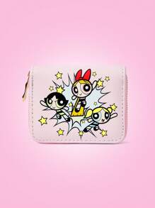 THE POWERPUFF GIRLS X SHEIN 1pc Star And Blossom, Bubbles, Buttercup Printed Short Wallet - Multicolor - View 1