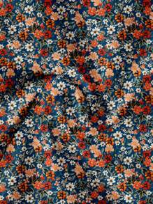 SHEIN LUNE Plus Size Ditsy Floral Casual Shirt, Minimalist Design Suitable For Summer - Multicolor - View 4