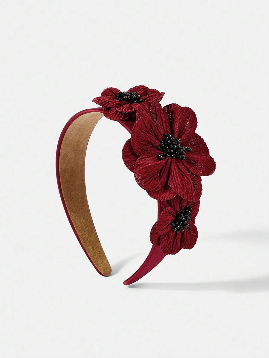 MOTF PREMIUM VERSATILE FLOWER DECOR HEADBAND HAIRBAND HAIR HOOP - Burgundy - View 2
