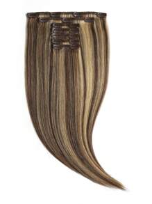 P4/27 Highlight Clip In Hair Extensions Real Human Hair, 20 Inch Remy Human Hair Clip In Extensions, Invisible Natural Straight Seamless Clip Ins Hair Extensions - SP4/27 - View 7
