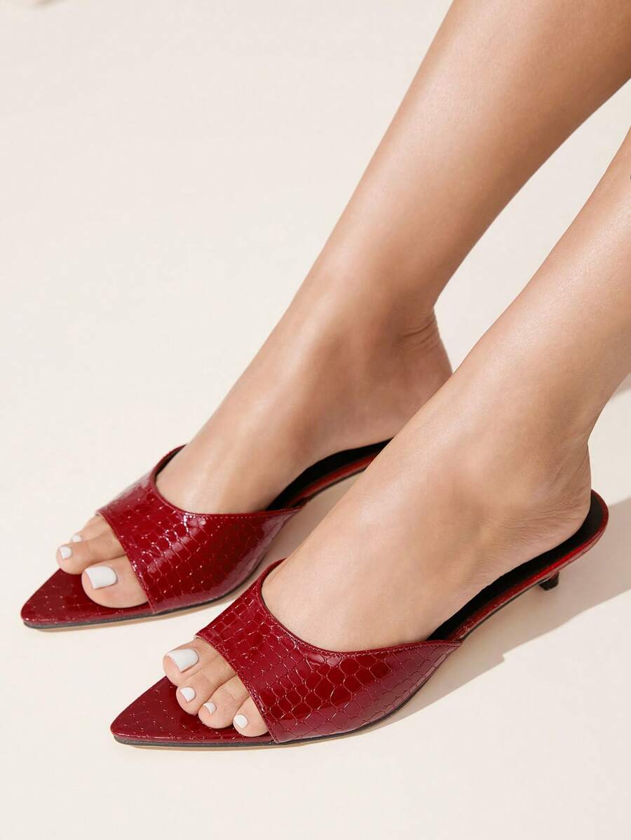 CUCCOO CHICEST Sandalias de tacón de aguja y punta fina, versátiles para mujeres en el Día de San Valentín - Burdeos - Ver 1