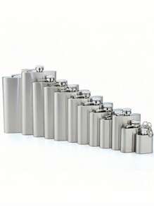 1pc Silver Stainless Steel Outdoor Camping Portable Hip Flask For Liquor