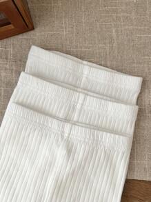 SHEIN Tween Girls Casual Minimalist Comfortable Solid Color Mid-Waist Versatile Leggings, Buy 1 Get 2, 3pcs Set - White - View 6