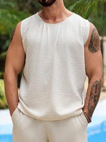 Manfinity RSRT Herren unifarbene ärmelloser Crew Ausschnitt Webweste, modisch für den Sommer