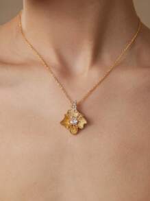 MOTF PREMIUM GOLD PLATED ASYMMETRICAL ZIRCONIA STONE NECKLACE