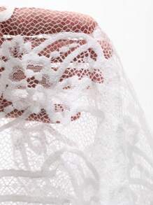 DAZY Women's Ruffled Hollow Lace-Up Bell Sleeve Fitted V-Neck Long Sleeve Lace Cardigan, Suitable For Beach Resort Vacation - White - View 9