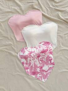 Soleia Áo thun trắng in họa tiết hoa màu hồng tối giản giản dị, phù hợp cho phụ nữ vào mùa hè - Nhiều màu - Xem 3