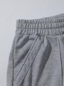 Manfinity EZcore Men's Casual Loose Solid Color Drawstring Sweatpants Menswear Sweatpants Men Sports Wide Leg Pants Pants High Quality Sweatpants Men Sweatpants - Light Grey - View 6